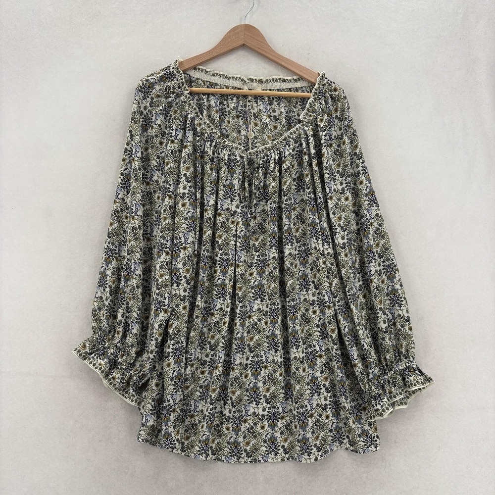 Max Studio Blouse Womens 3X Plus Multicolor Floral Boho Long Sleeve Tunic NWT